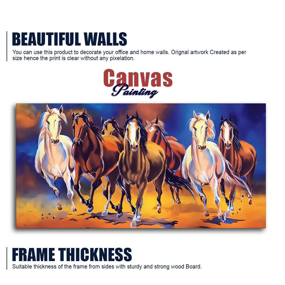 Seven Horses Running in Field Canvas Wall Painting