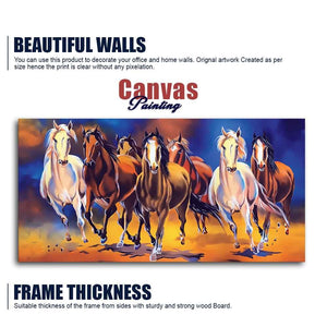 Seven Horses Running in Field Canvas Wall Painting