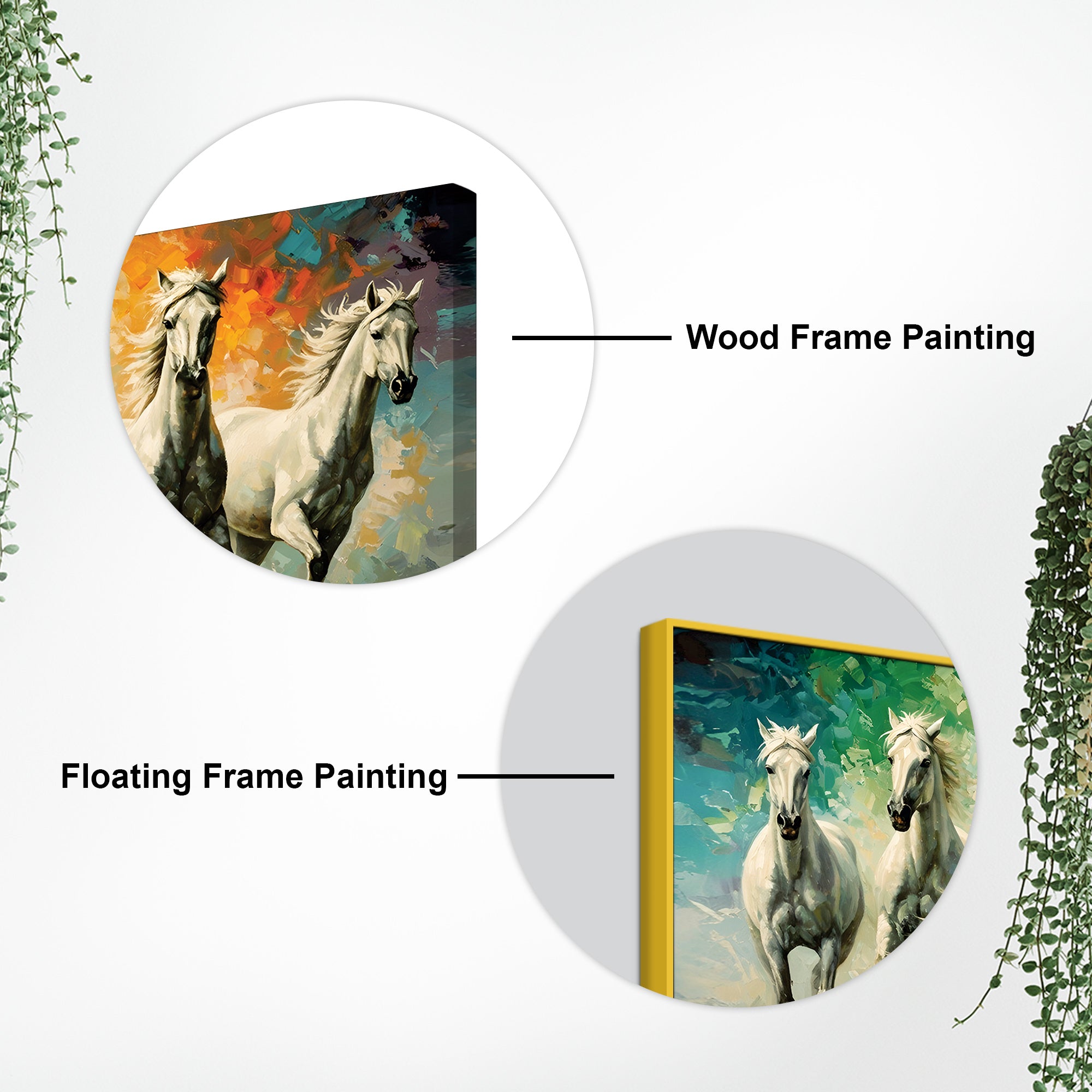 Seven Horses Running Watercolor Art Premium Canvas Wall Painting