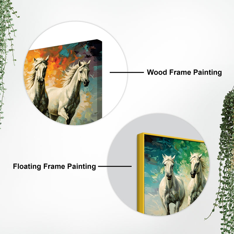 Seven Horses Running Watercolor Art Premium Canvas Wall Painting