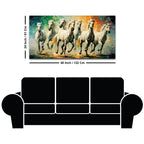 Seven Horses Running Watercolor Art Premium Canvas Wall Painting