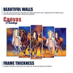 Seven Horses Set of Five Pieces Premium Canvas Wall Painting