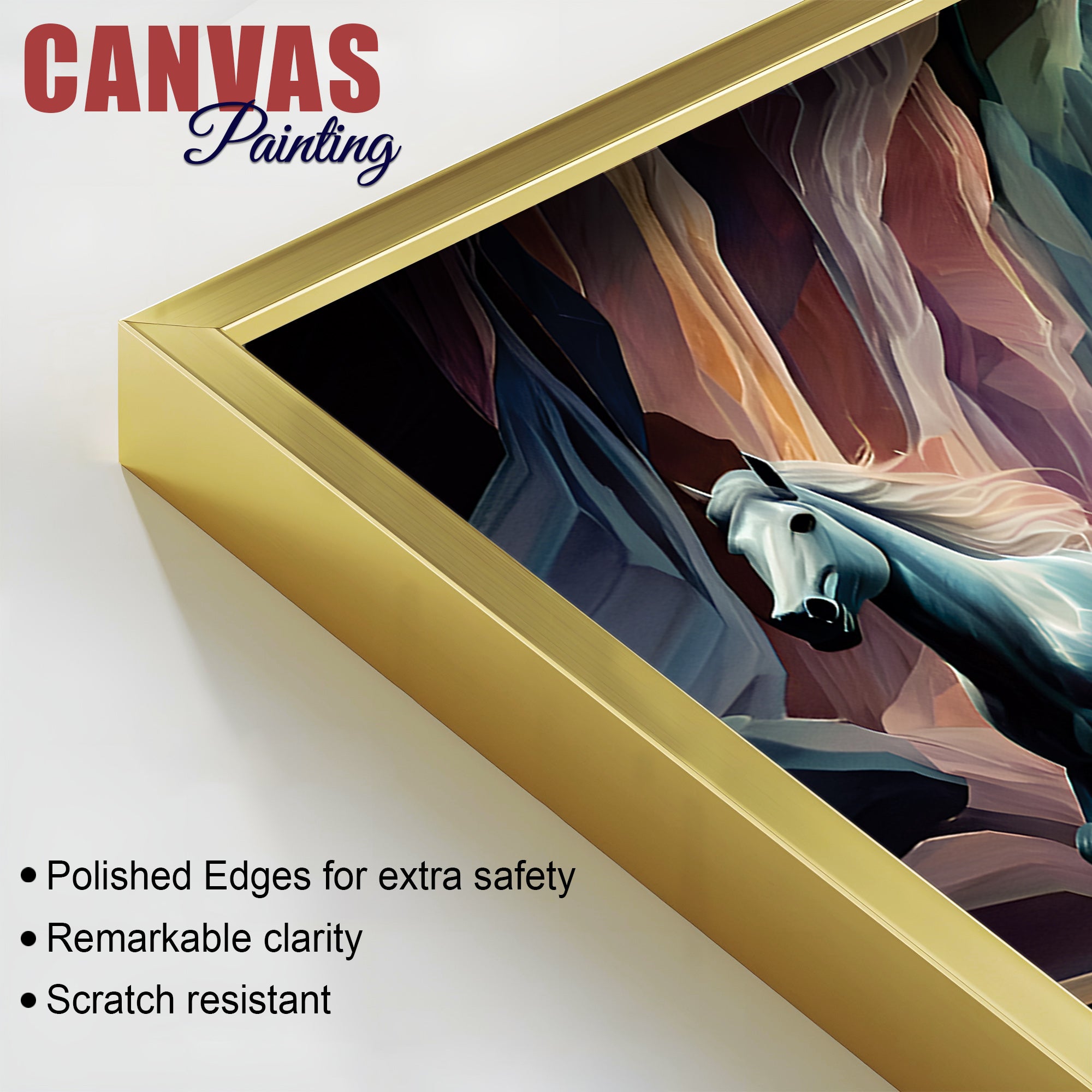 Seven Luminescent Horses Galloping Premium Wall Painting