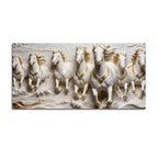 Seven Majestic White Horses Galloping 3D Canvas Wall Painting
