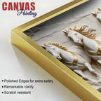 Seven Majestic White Horses Galloping 3D Canvas Wall Painting