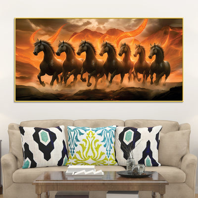 Seven Mystical Horses Canvas Wall Painting