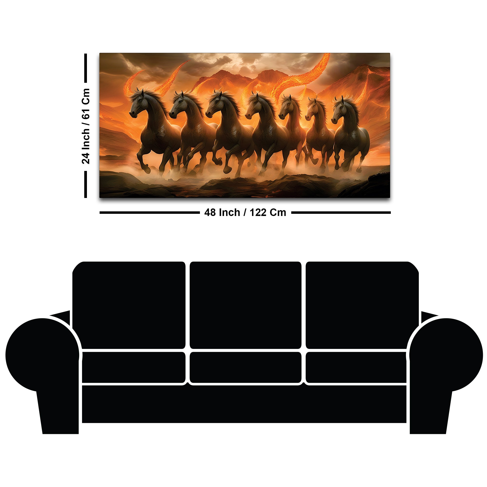 Seven Mystical Horses Canvas Wall Painting