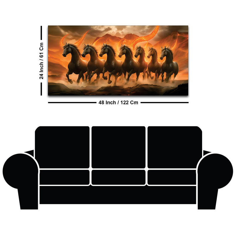 Seven Mystical Horses Canvas Wall Painting