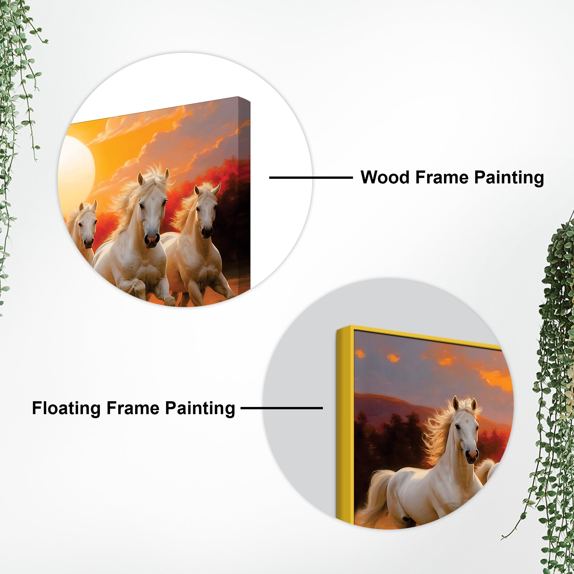 Seven Running Horses at Dawn Premium Wall Painting