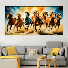 Seven Running Horses Auspicious Canvas wall Painting