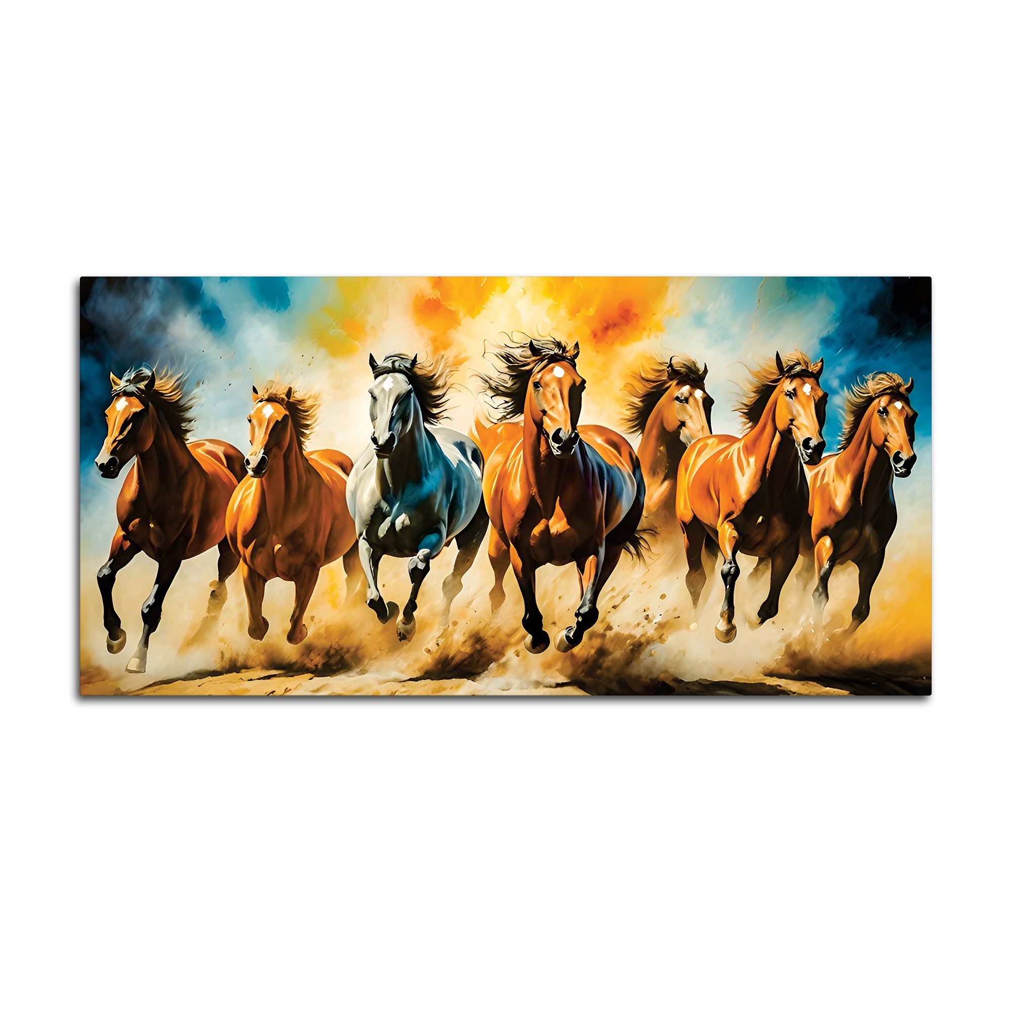 Seven Running Horses Auspicious Canvas wall Painting