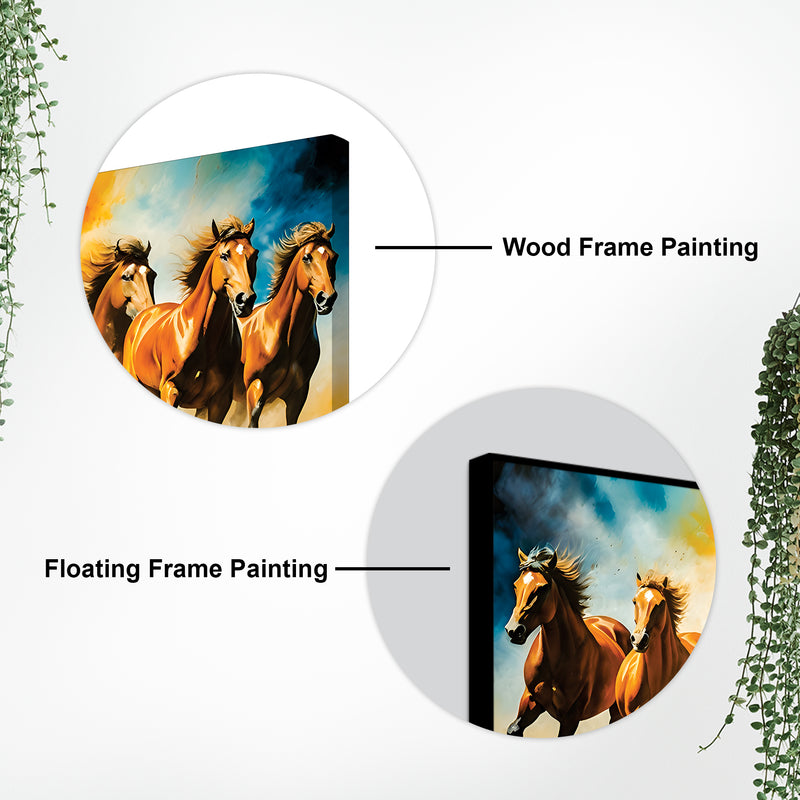 Seven Running Horses Auspicious Canvas wall Painting