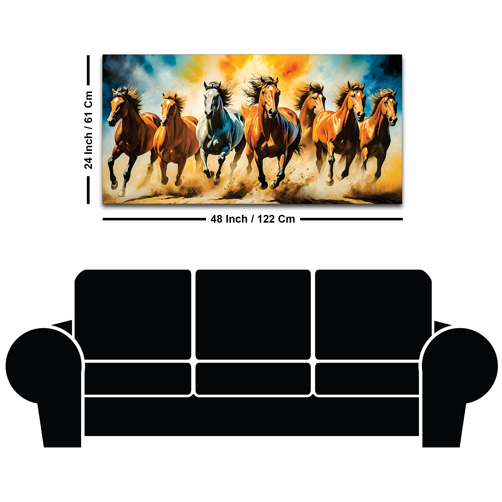 Seven Running Horses Auspicious Canvas wall Painting