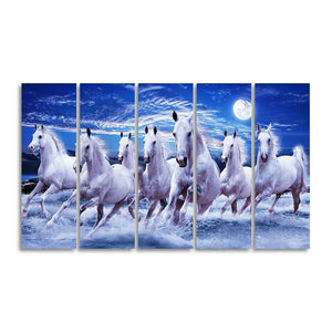 Seven Running Horses in Water Canvas Wall Painting