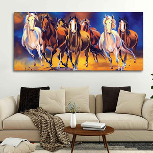 Seven Running Horses Premium Canvas Wall Painting