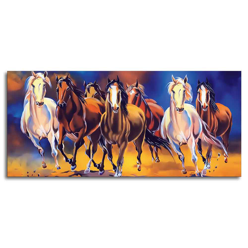 Seven Running Horses Premium Canvas Wall Painting