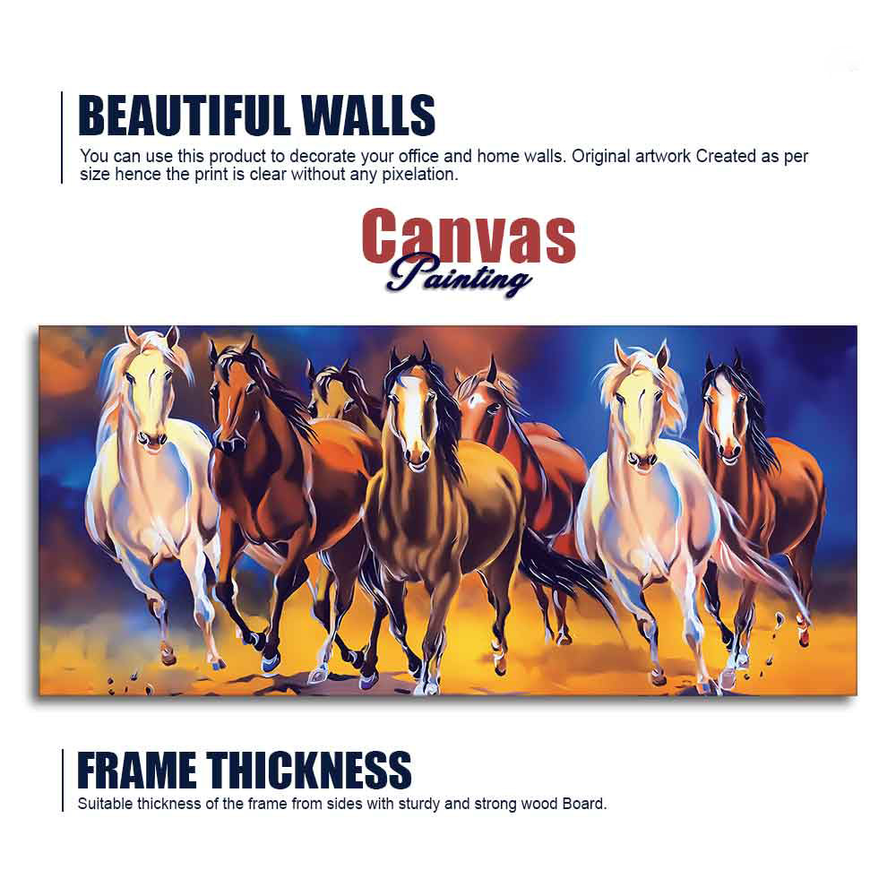 Seven Running Horses Premium Canvas Wall Painting