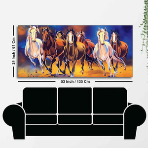 Seven Running Horses Premium Canvas Wall Painting