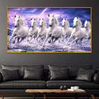 Seven White Horses Energy Crystal Glass Painting