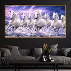 Seven White Horses Energy Crystal Glass Painting