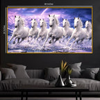 Seven White Horses Energy Crystal Glass Painting