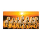 Seven White Horses Galloping at Sunrise Premium Wall Painting