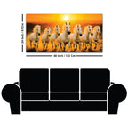 Seven White Horses Galloping at Sunrise Premium Wall Painting