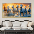 Seven White Horses Running at Dawn Canvas Wall Painting