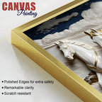 Seven White Horses Running Under Moonlight 3D Canvas Wall Painting