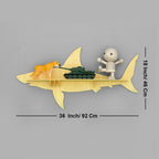 Shark Backlit Designer Wooden Wall Shelf / Book Shelf / Night Light, Light Oak Finish