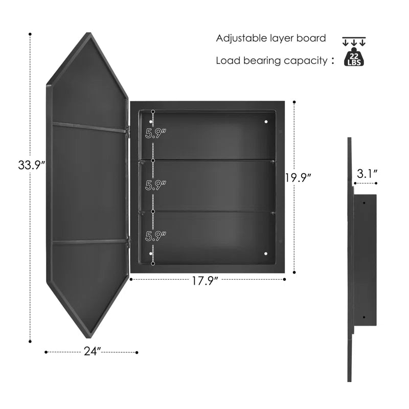 Sharp-Edge Hexagon Mirror Cabinet for Contemporary Spaces