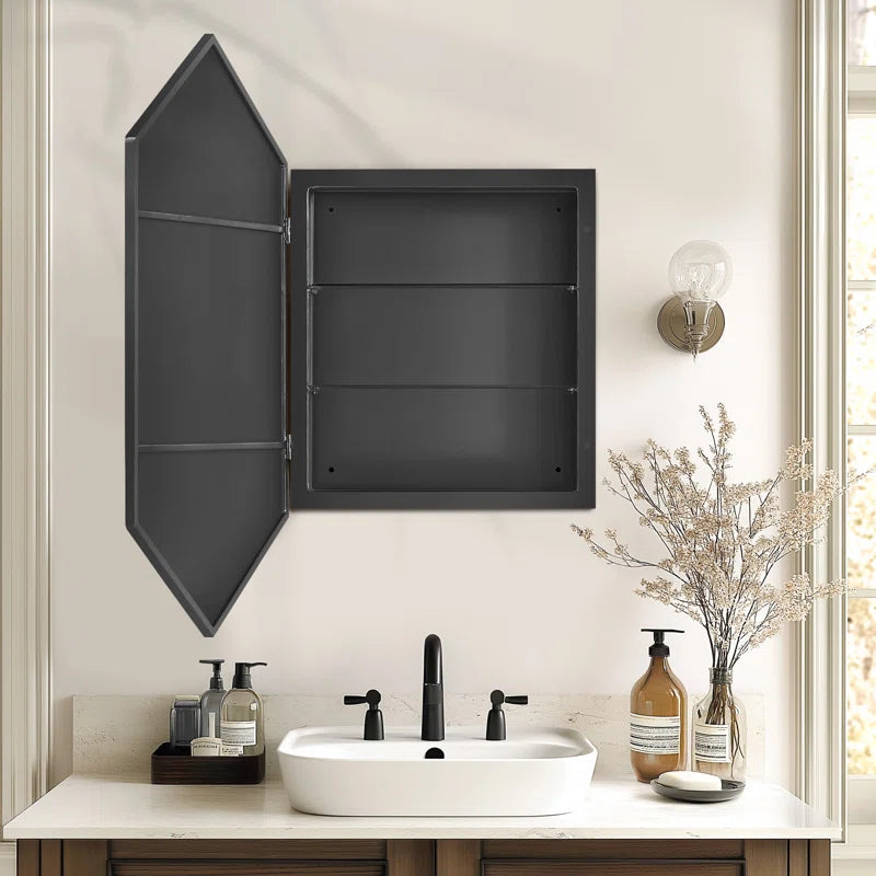 Sharp-Edge Hexagon Mirror Cabinet for Contemporary Spaces