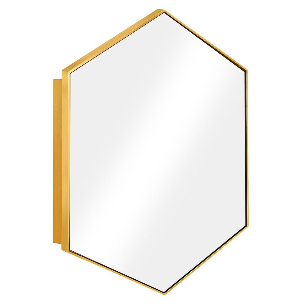 Sharp Golden Edge Hexagon Mirror Cabinet for Contemporary Spaces