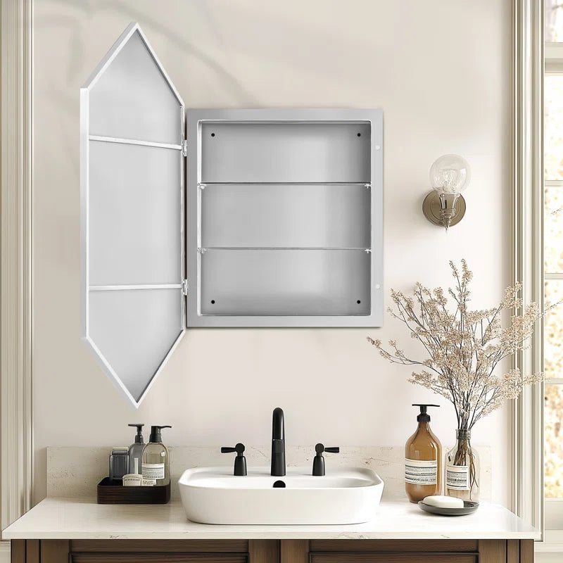 Sharp Grey Edge Hexagon Mirror Cabinet for Contemporary Spaces