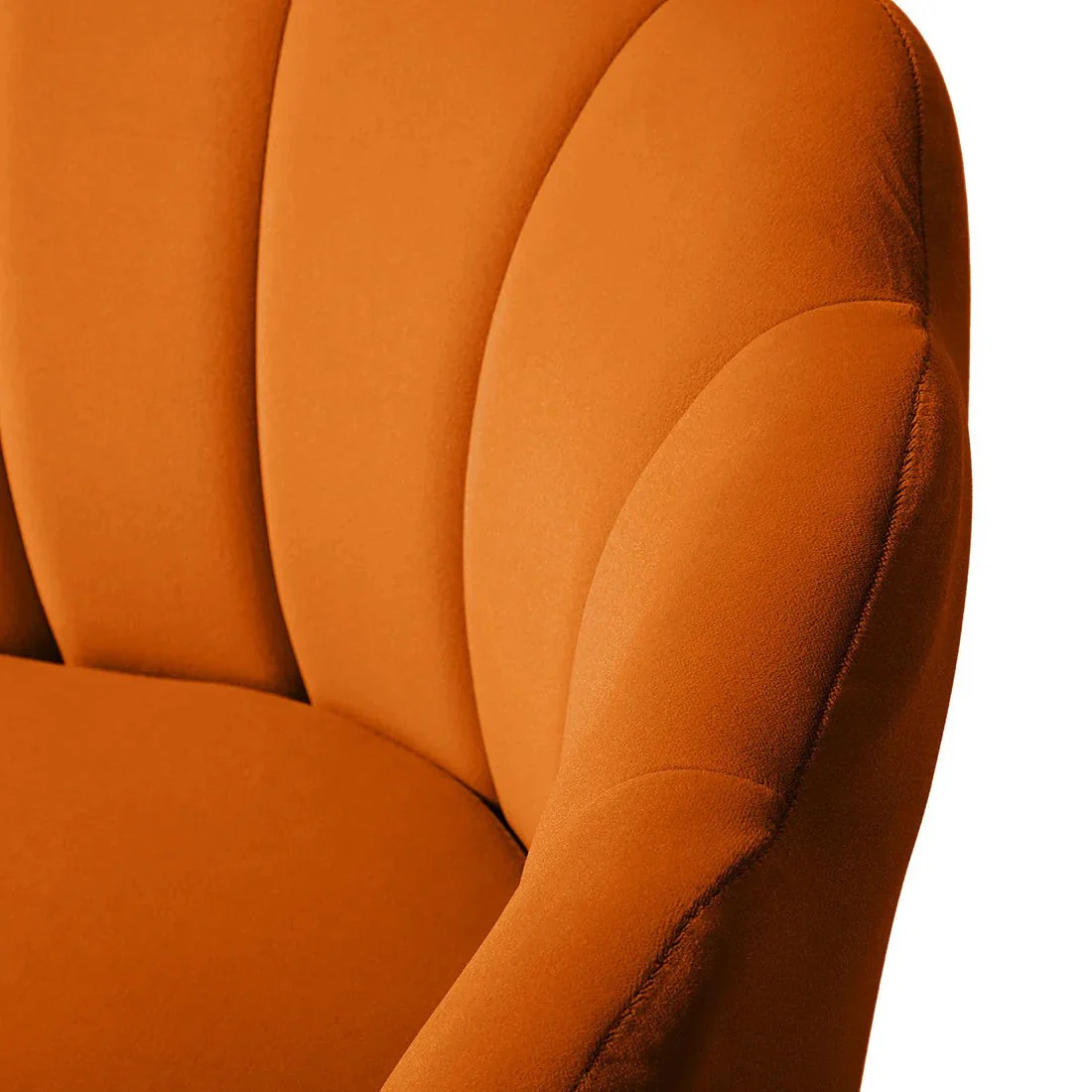 Shell Motif Luxury Design Orange Velvet Accent Chair