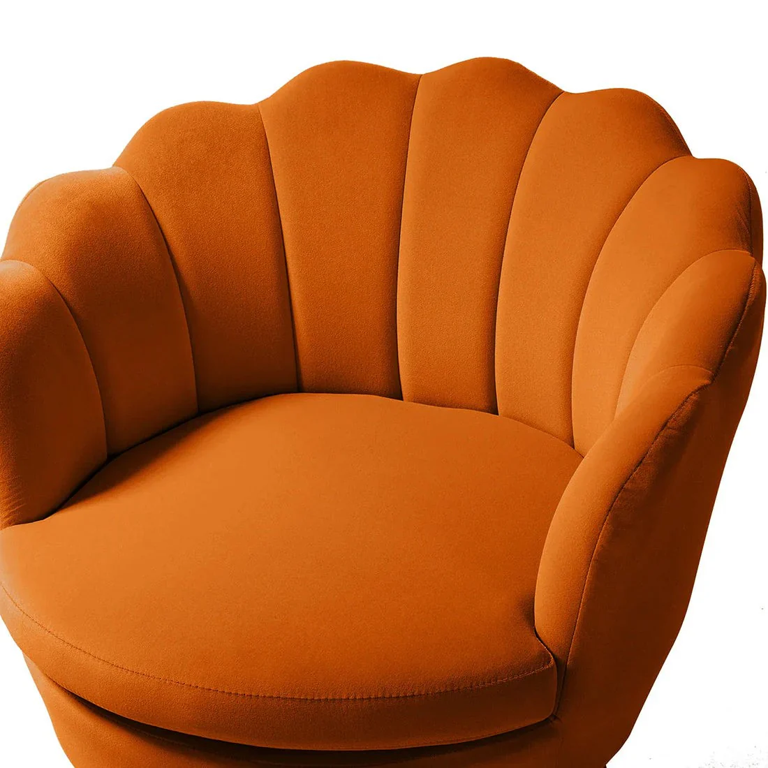 Shell Motif Luxury Design Orange Velvet Accent Chair