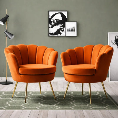 shell-motif-luxury-design-orange-velvet-accent-chair