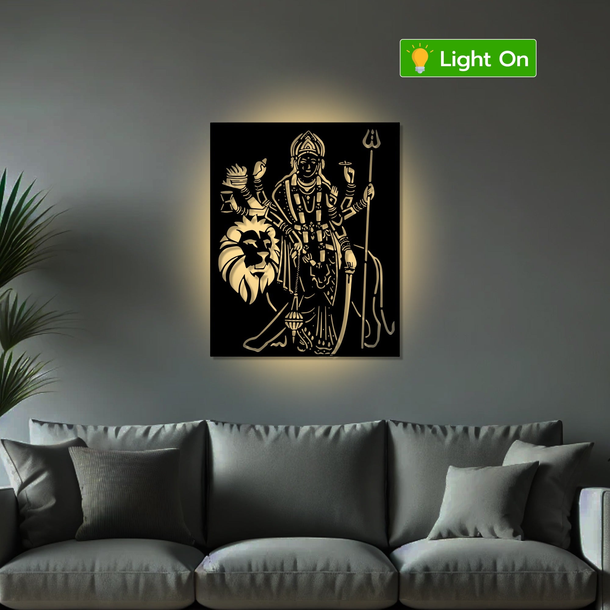 Sherawali Mata Design Metal Art Wall Decor