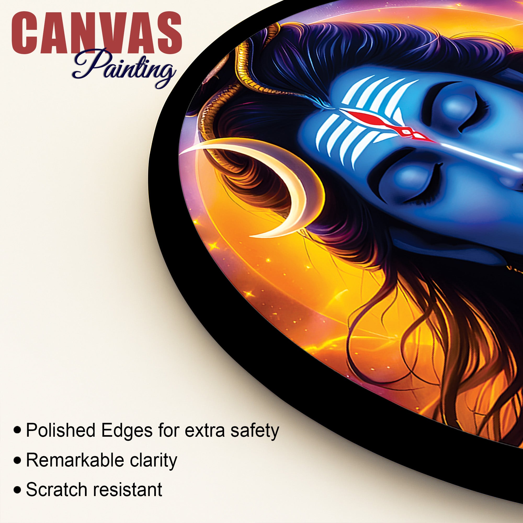 Shiv Ji Artistic Round Frame Modern Divine Wall Decorative Painting