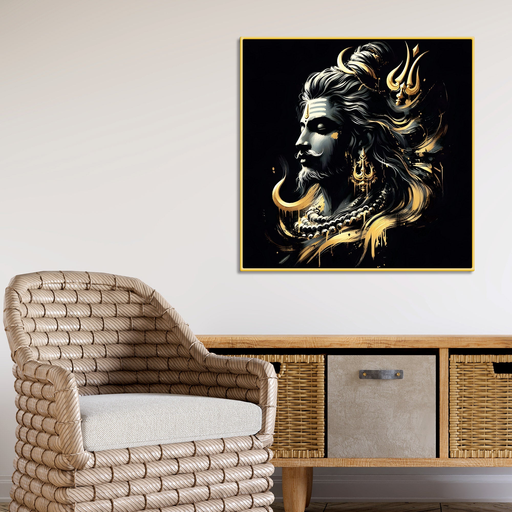 Shiv Ji Enlightened Portrait Modern Spiritual Wall Painting