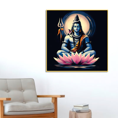 Shiv Ji Ethnic Canvas Painting Hindu Spiritual Wall Art