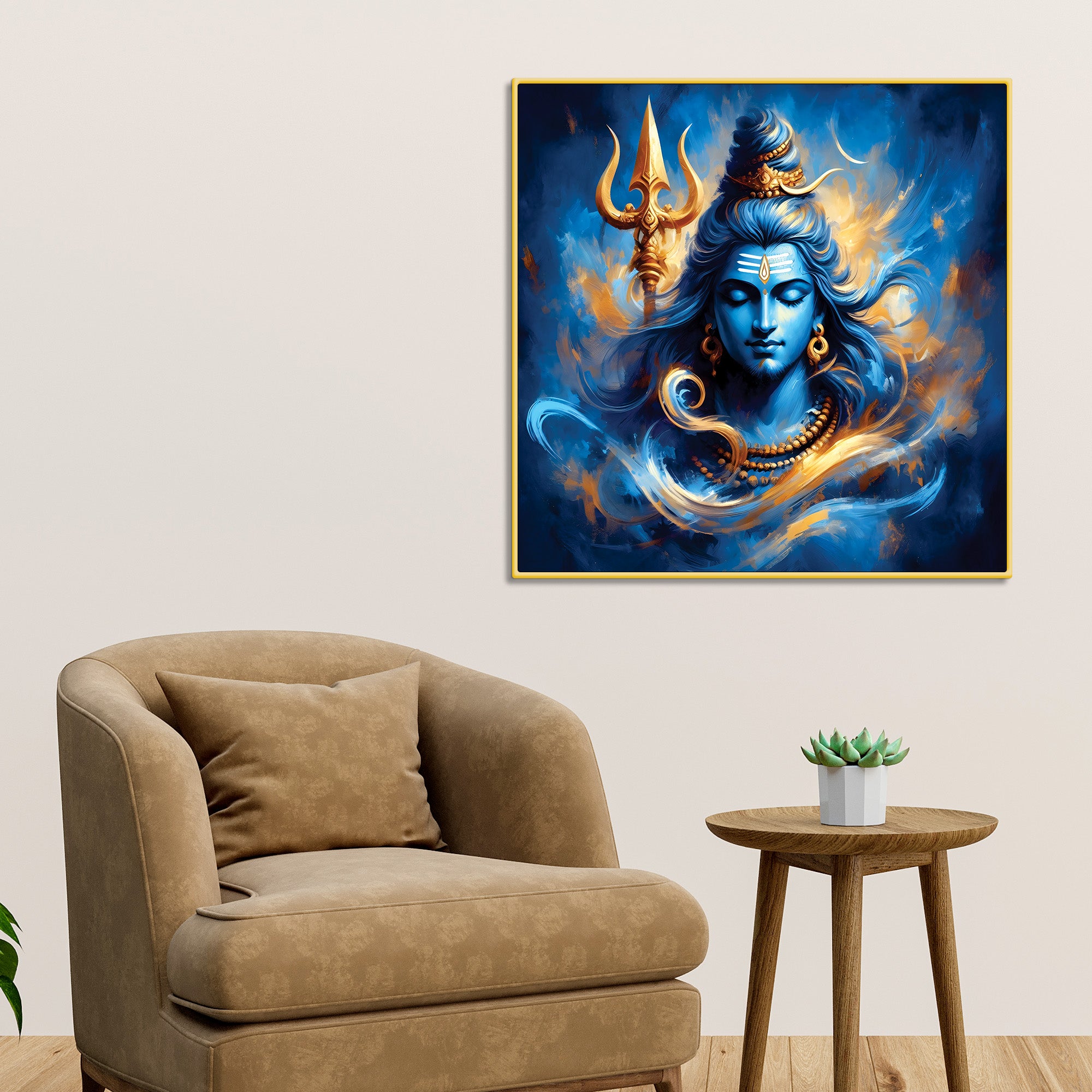 Shiv Ji Modern Canvas Art Mahadev Wall Painting for Living Room