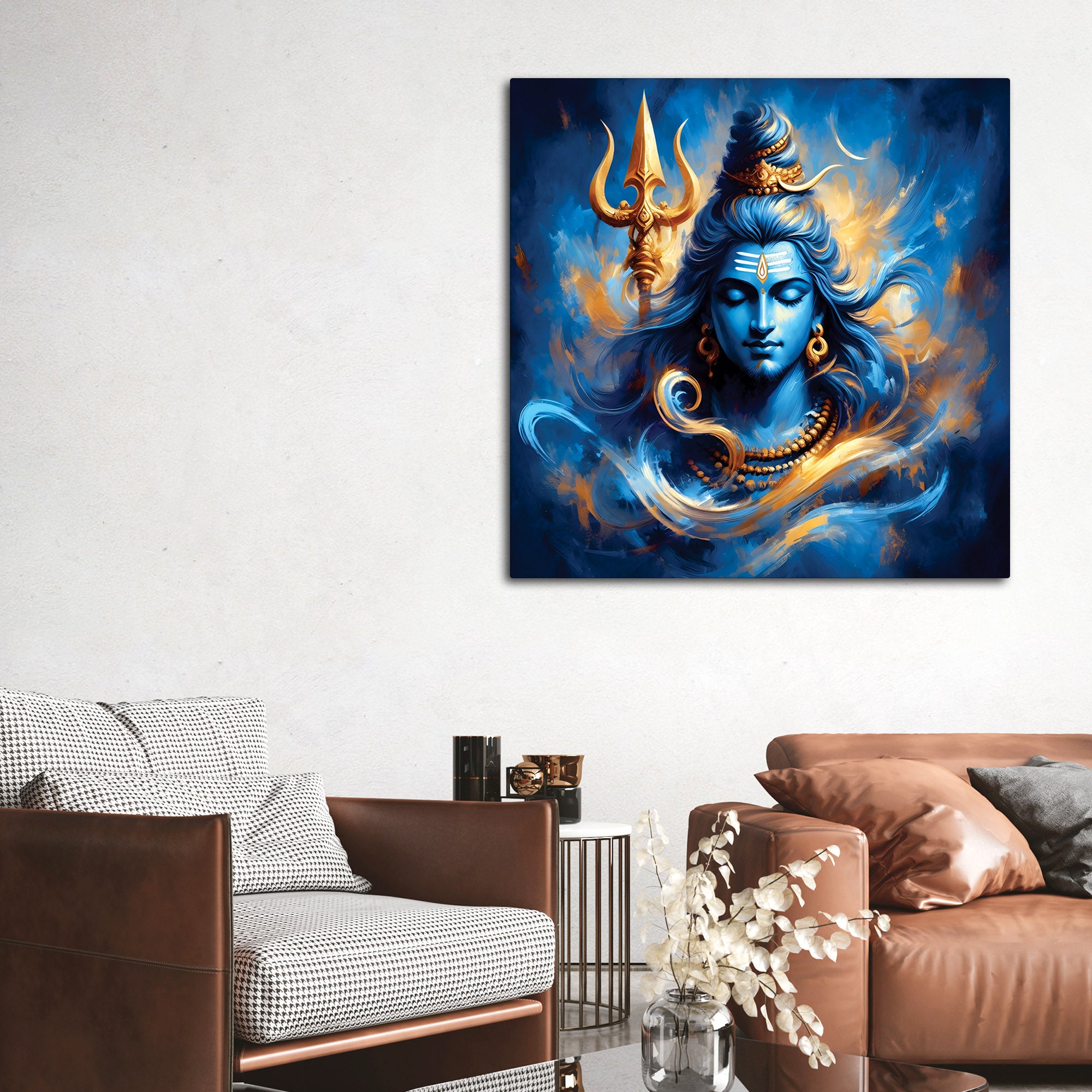 Shiv Ji Modern Canvas Art Mahadev Wall Painting for Living Room