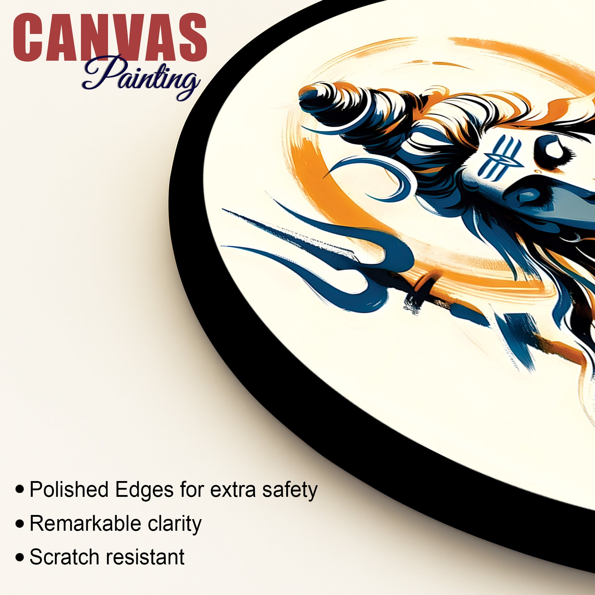 Shiv Ji Round Frame Art Living Room Spiritual Wall Decorative Painting