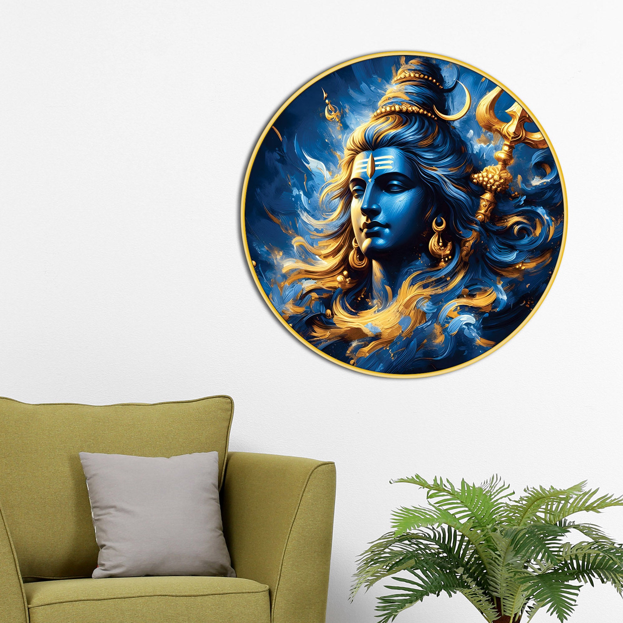 Shiv ji Round Painting Modern Home Wall Art Lord Shiva