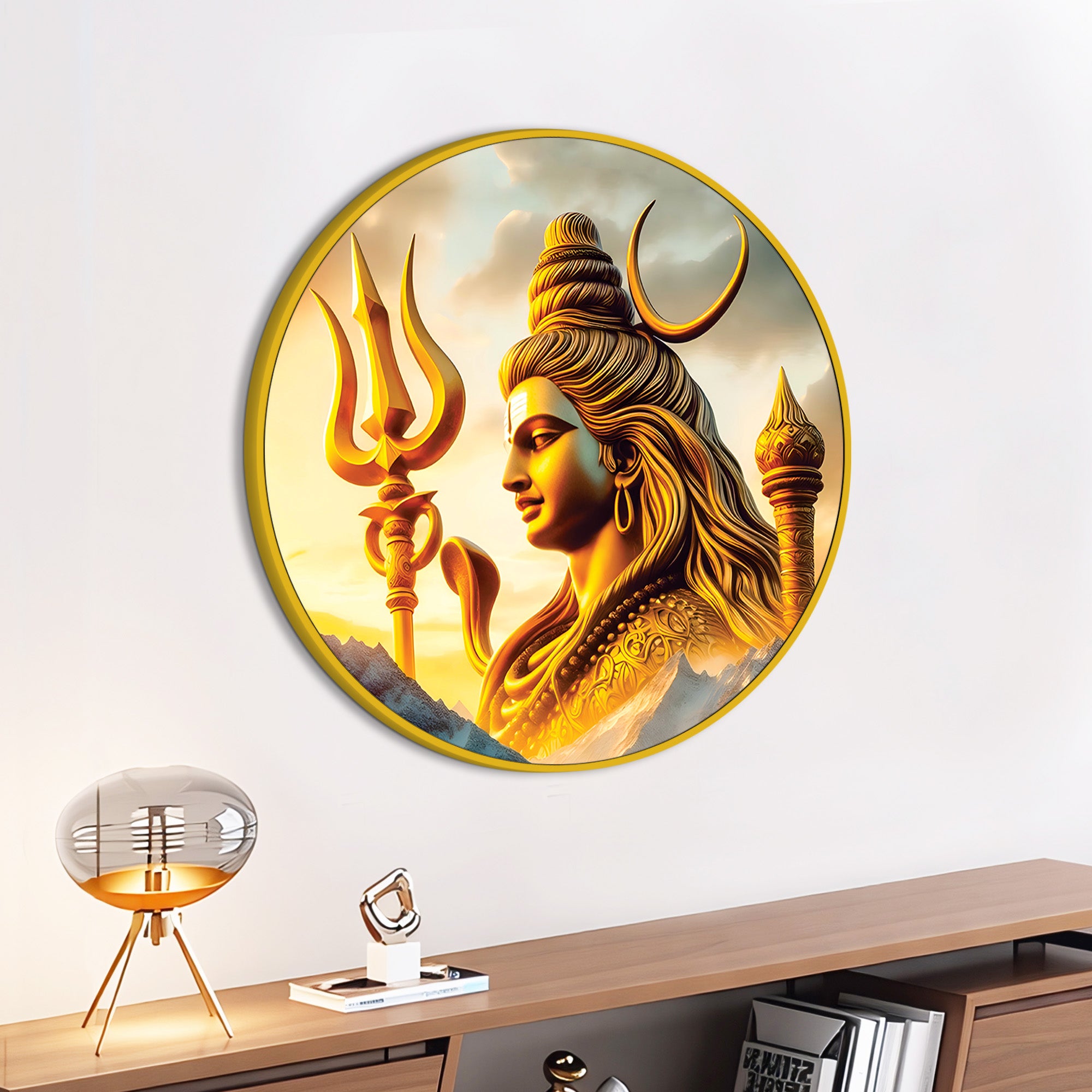 Shiv Ji Sacred Circular Art Luxury Wall Painting