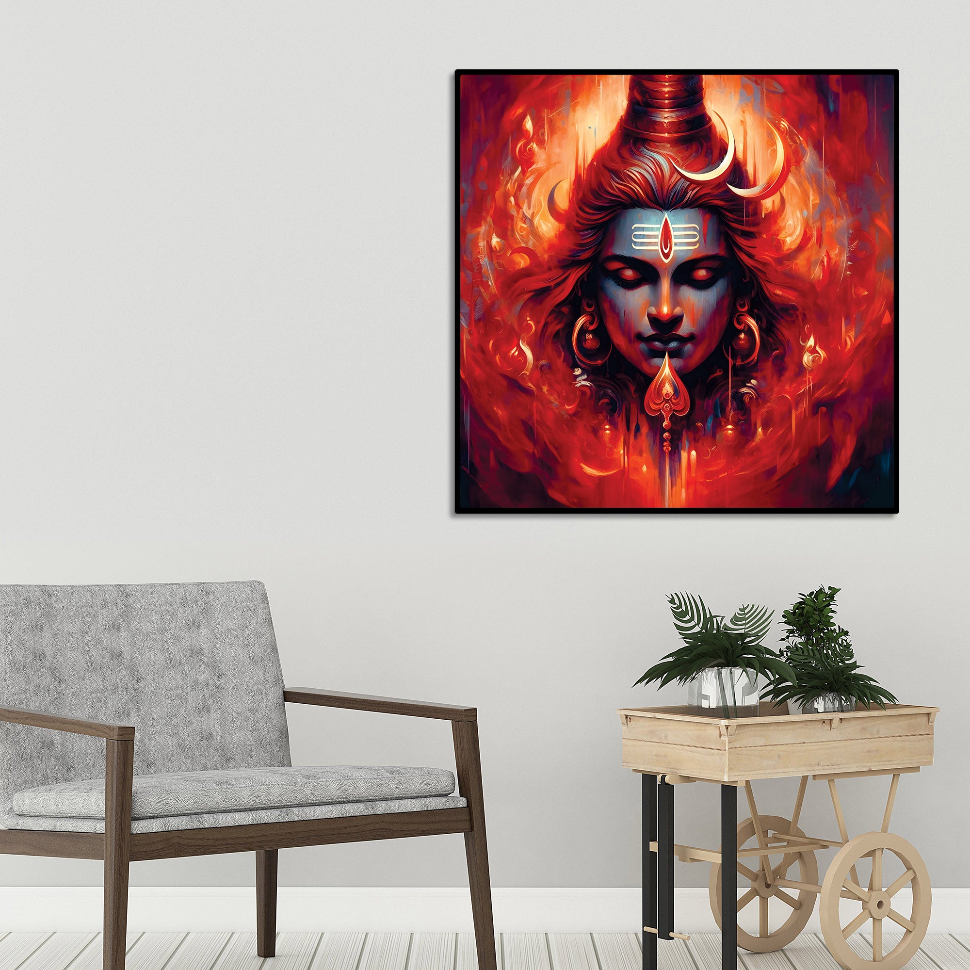 Shiv Ji Vibrant Canvas Frame Spiritual Painting Home Wall Decoration