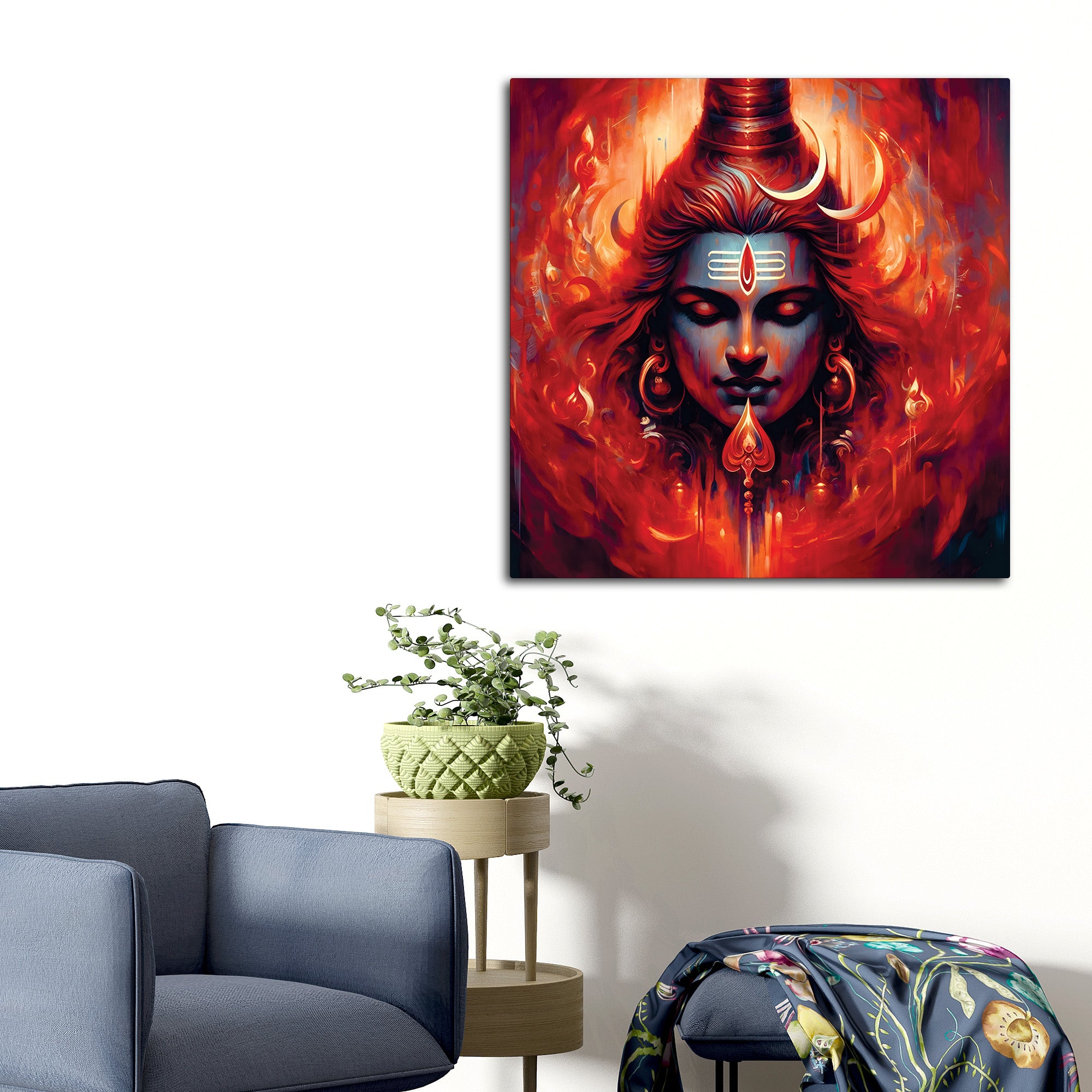 Shiv Ji Vibrant Canvas Frame Spiritual Painting Home Wall Decoration