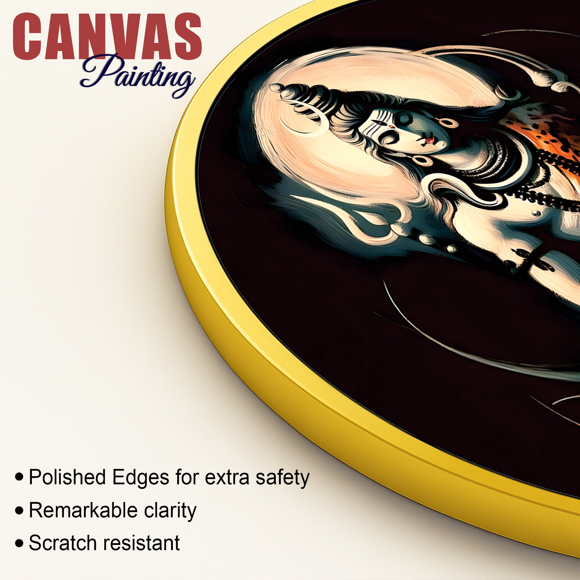 Shiv Ji Wall Painting Round Premium MDF & Canvas Art