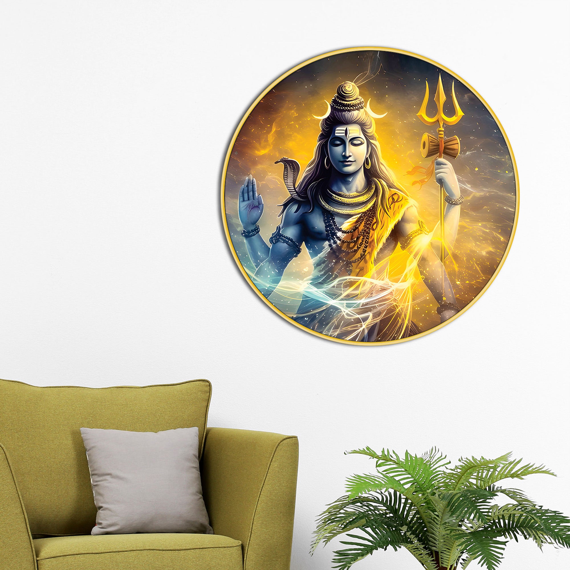 Shiv Shankar Round Wall Painting Pooja Home Decor
